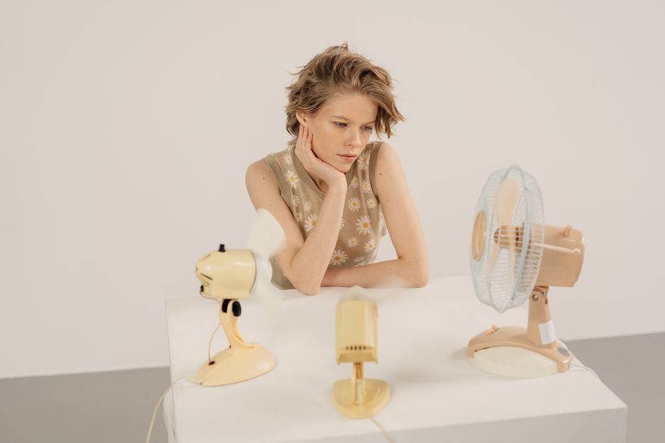 Meerdere vintage fans met retro ontwerpen.
